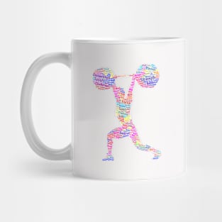 Weightlifting Strong Silhouette Shape Text Word Cloud Mug